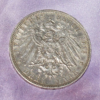 100 Years Old Silver Coin -3 Deutsche Mark