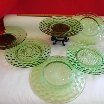 More From Salem Green Jeannette Glass Co. Cubist(Cube) Plates - Glassware