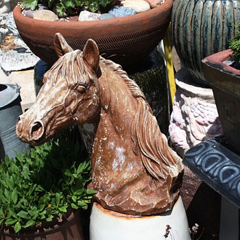 very heavy cement horse head - Animals