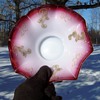 Victorian Enameled Milk Glass Cranberry Opal Edge Brides Bowl