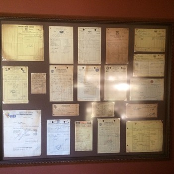 Old receipts from the family farm. - Paper