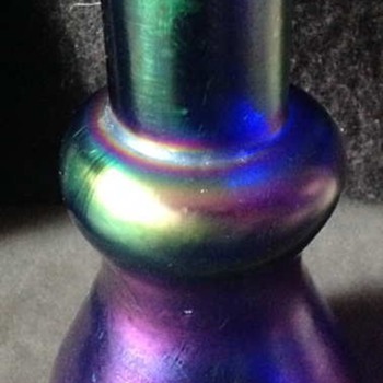 Blue iridescent vase. - Art Glass
