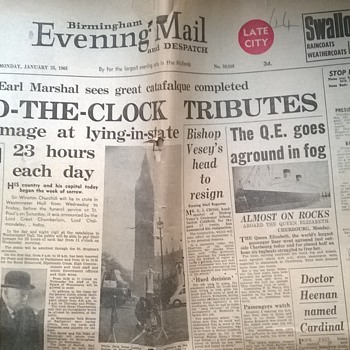 1965-Winston Churchill funeral -Birmingham evening mail. - Paper