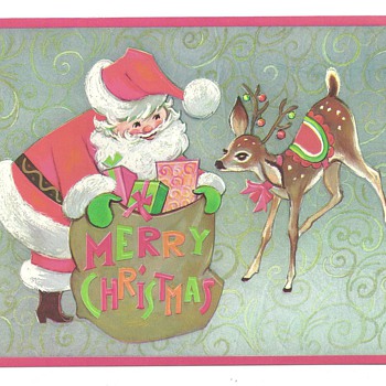 Santa Clause Poastcard ,Stickers, and One of my favorite Gretting Card. - Christmas