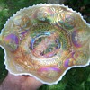 Very Rare Fenton Peach Opalescent Dragon and Lotus Bowl
