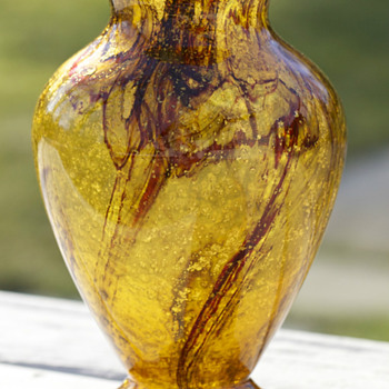 Kralik unusual Pattern. Vasa murrhina and brown swirl - Art Glass