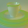Pyrex Plates & Creamer Retro Green 