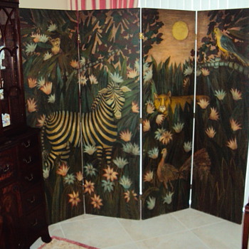 Antique Screen, Oil on Cavvas - Furniture