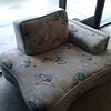 WHAT THE HECK IS THIS? Mid Century piece w/boomerang barkcloth.