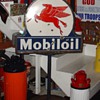 Mobiloil...Porcelain Double Sided Pedestal Sign...Three Colors