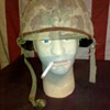 salty WWII US Marine combat helmet