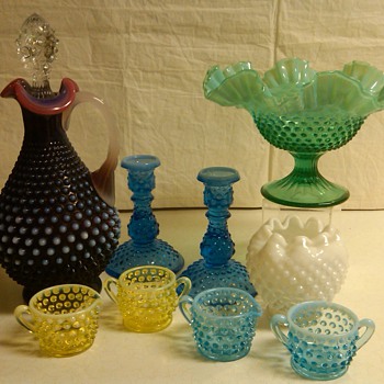 FENTON PLUM DECANTER + MORE HOBNAIL PIECES