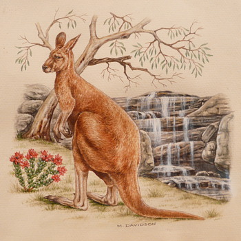 KANGAROO AT WATERFALL - M. DAVIDSON