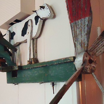 After Many Years, and Maybe 1000 Storms!  Man and Cow Move Inside!!! - Folk Art
