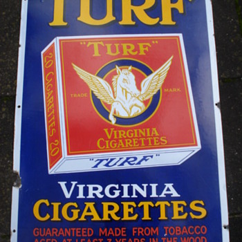 old original porcelain,enamel sign turf virginia cigarettes - Advertising