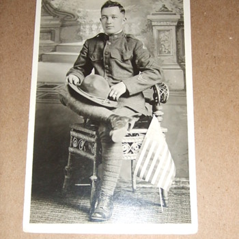 WWI "patched" soldier postcard