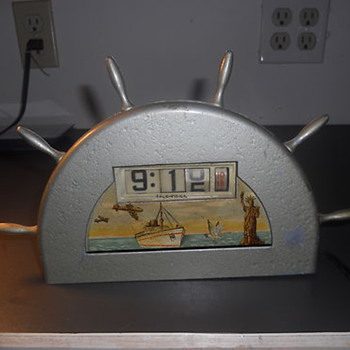 1945-50 Art Deco Nautical-themed Desktop Clock  by Tele-Vision (Pennwood) - Art Deco