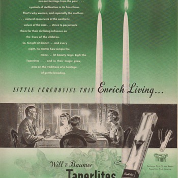 1950 - Will & Baumer Taperlite Candles Advertisement