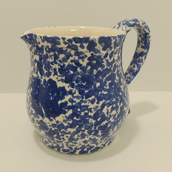 Blue & White Sponge Wear - Pitcher - Art Pottery
