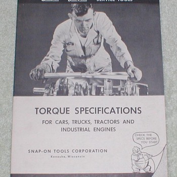 1952 Snap-On Service Tools Torque Specs Manual - Tools and Hardware
