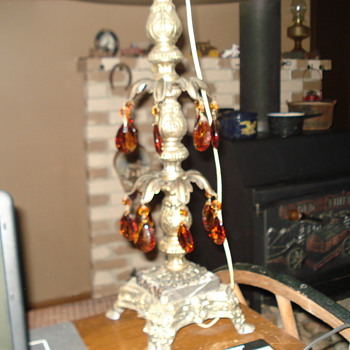 Brass Lamp with Amber Prisms. - Lamps