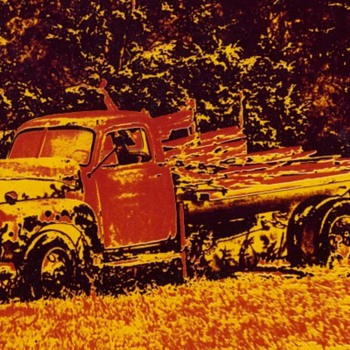 Posterized photos of abandoned flatbed pickup - Photographs