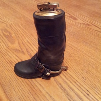 Cigarette Lighter in the form of a Ceramic Black Riding Boot - Tobacciana
