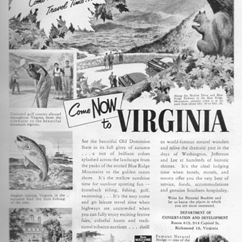 1954 - Virginia Stete Travel Advertisement - Advertising