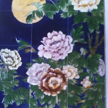 Art Tile Mural Of Peonies With Moon