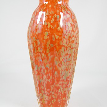 Beautiful Art Glass Vase Orange with Gold Splatter decor by Kelly Sheehan 2008 - Art Glass