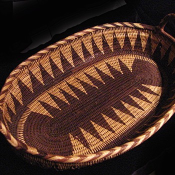 My Antique beautiful Apache double handled oval tray basket