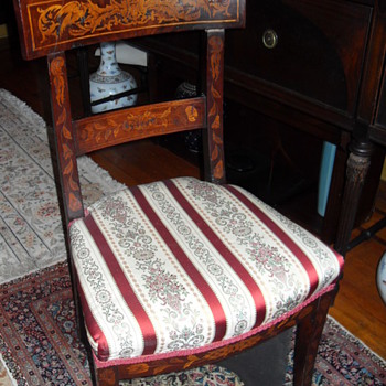 DUTCH Circa 19th Century [Neo-Classical]-form Fruitwood marquetry side chair