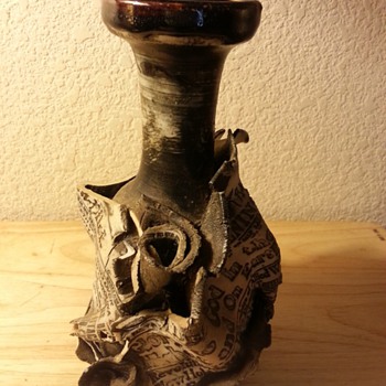 Majolica Bottle With Newspaper Ceramics 