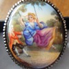 Limoges brooch with very rare cut steel frame