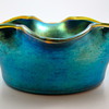 Loetz New Wave Art Nouveau Cobalt Silberiris Bowl with Applied Rim