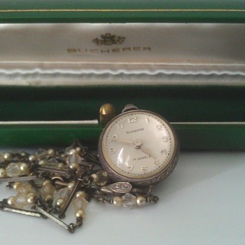Vintage Bucherer 17 Jewel Swiss Glass Skeleton Ball Sterling Pendant Watch - Pocket Watches