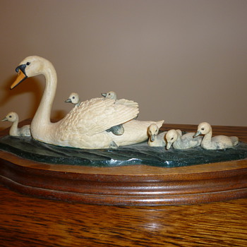 Swan set in glass - Art Pottery
