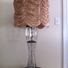 Table lamp, bronze and crystal with silk shade
