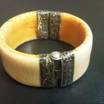 Bone/Ivory and Silver Bracelet