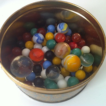 Vintage Tin of Marbles - Games