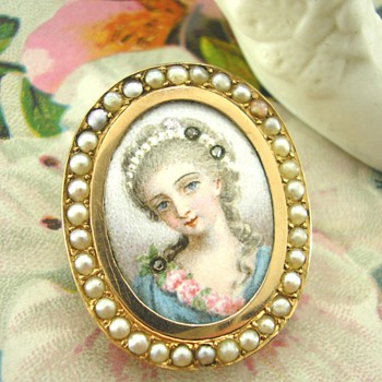 19th Century French Enamel Miniature Brooch