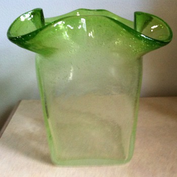 Green Glass Vase - Art Glass