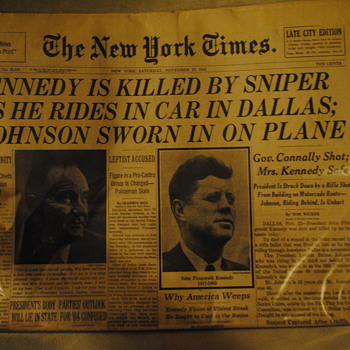 Nov 23, 1963 Kennedy Assassination NYT Newspaper - Paper