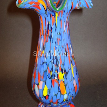 Uranium Bohemian? Spatter Glass Vase - Art Glass