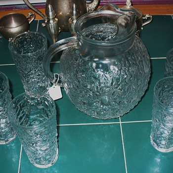 Clear Anchor Hocking Milano Lido Pitcher and Tumblers