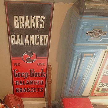 1930s Grey Rock Brake tin sign - Petroliana