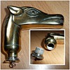 brass horse walking stick with whiskey flask