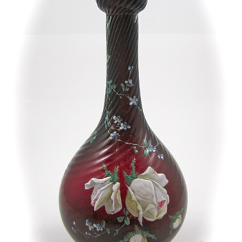 Harrach Ruby Glass Ribbed Twisted, ca. 1890s - Art Glass