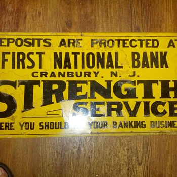 First National Bank Cranbury, NJ Tin Sign - Signs