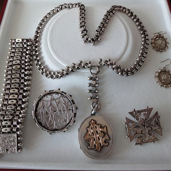 Classic set Sterling Silver Victorian jewelry.